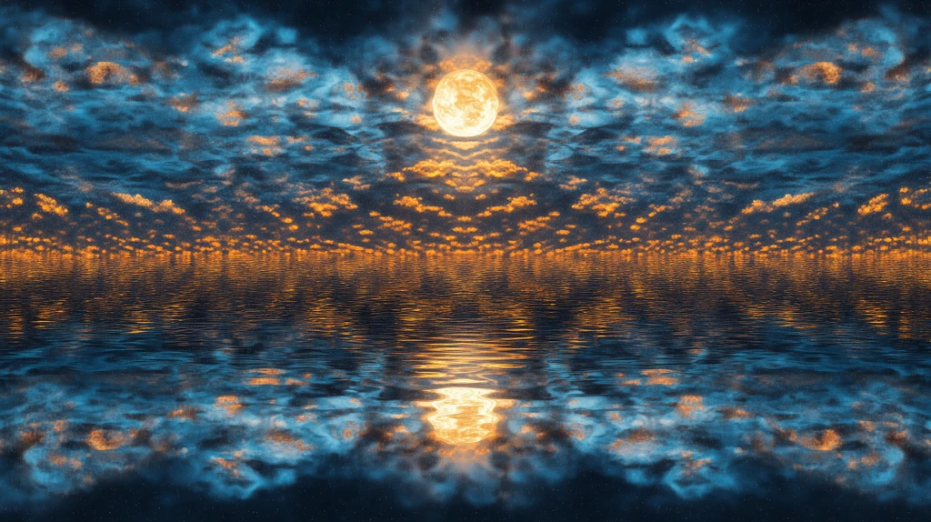 水面倒影月圆之夜