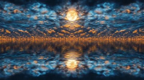 水面倒影月圆之夜