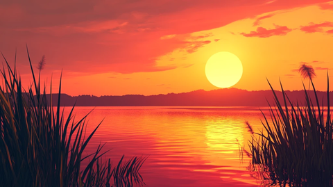 湖泊湖水夏天日出