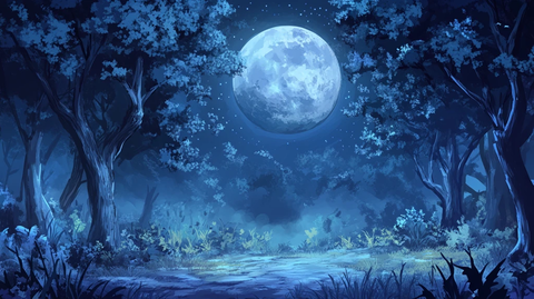 月色夜色梦幻森林背景