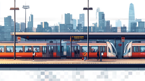 高铁轻轨插画