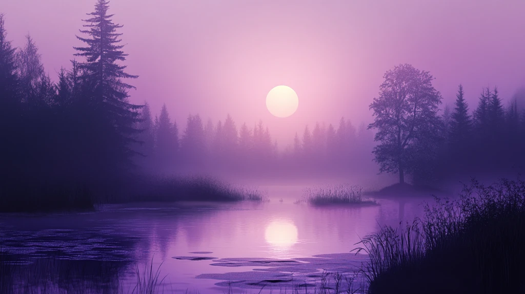 池塘日出全景图