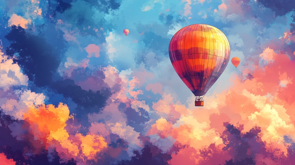 热气球插画场景