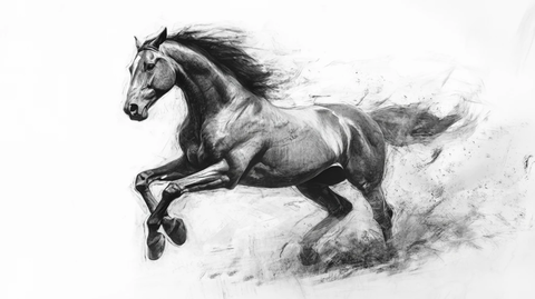 手绘马图片
