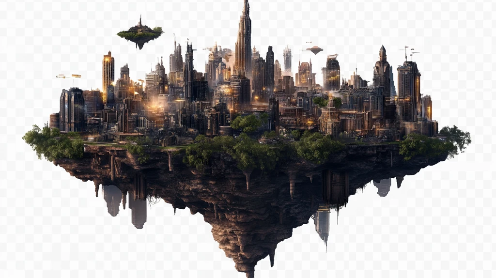 城市悬浮岛风景