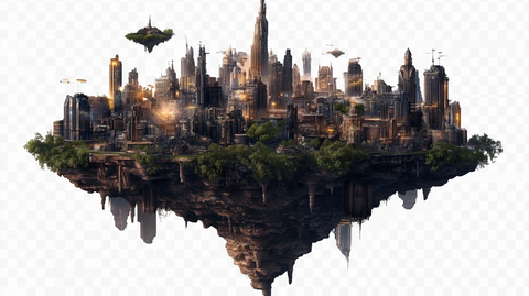 城市悬浮岛风景