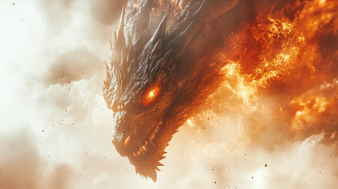 巨龙翱翔火焰中