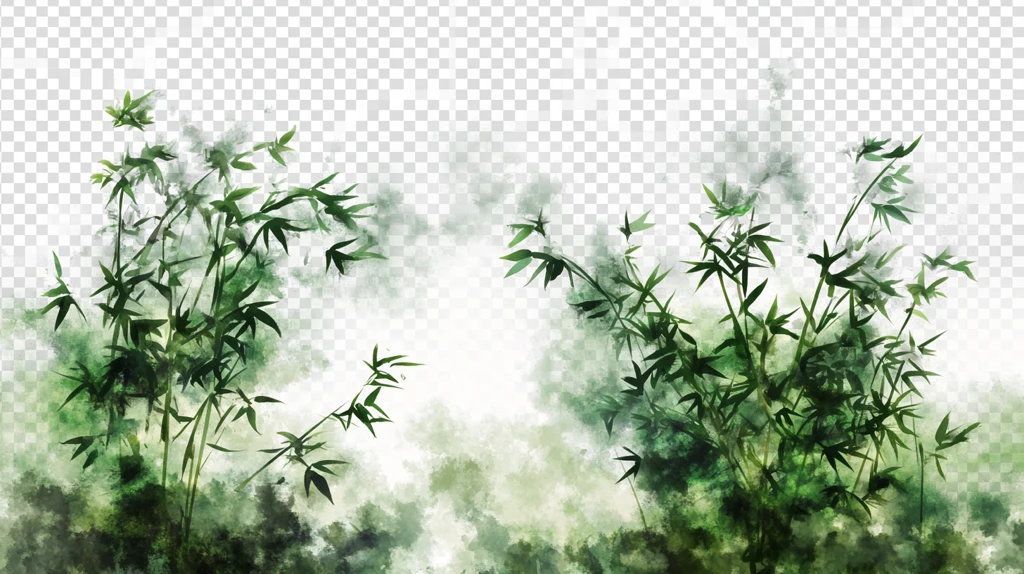 竹影绿竹水墨画