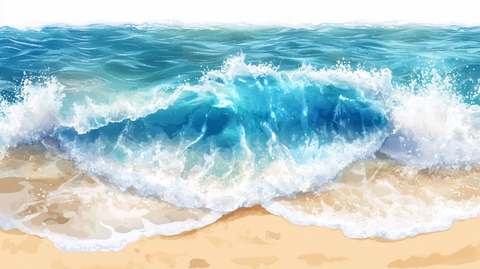 手绘插画大海水波图片