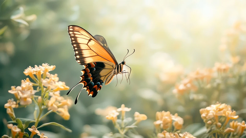 蝶恋花橙色蝴蝶背景