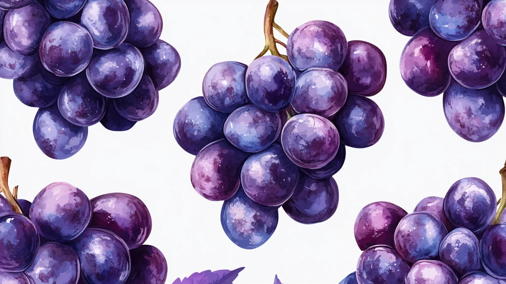 手绘水彩葡萄水果