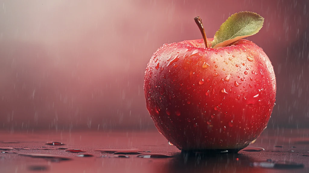 红色带露珠苹果