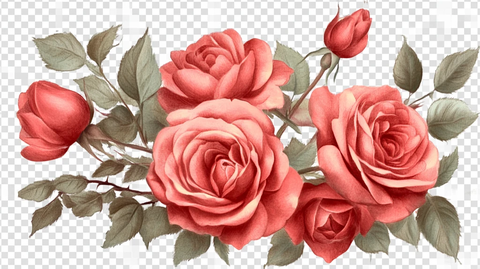 写实手绘玫瑰花素材
