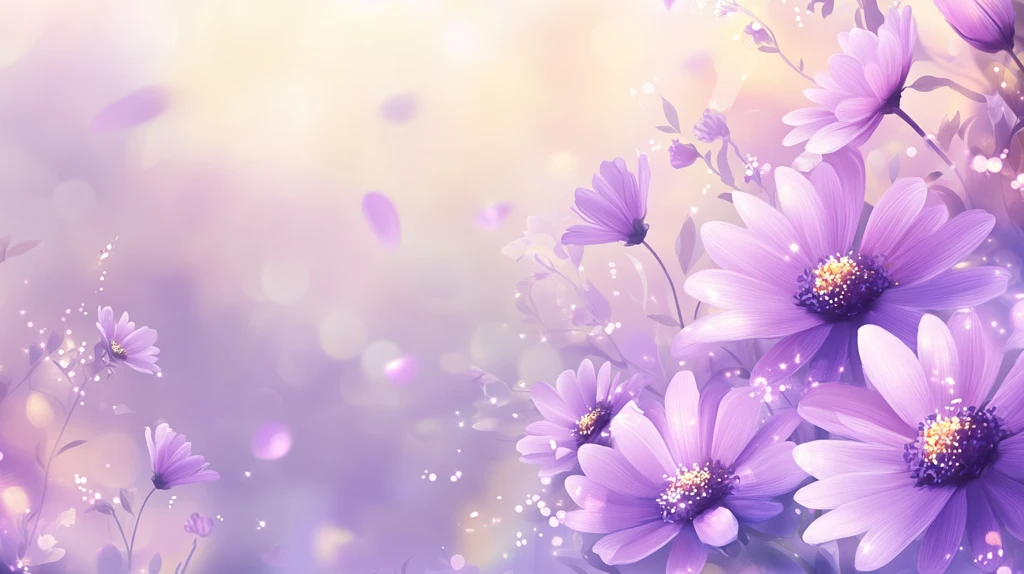 手绘菊花紫色浪漫背景