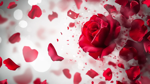 散落的花瓣浪漫红玫瑰