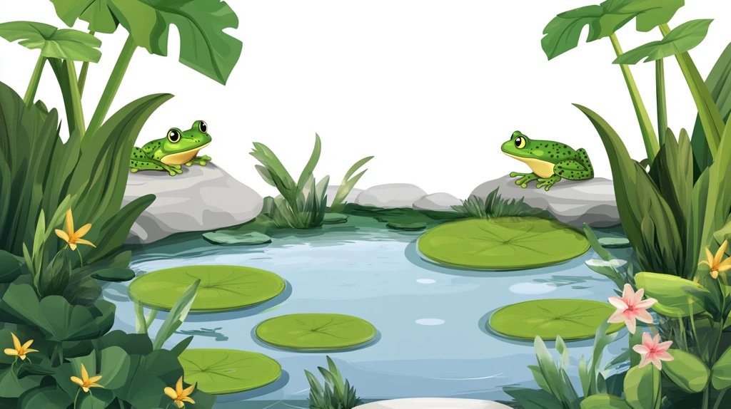 夏日荷叶青蛙池塘