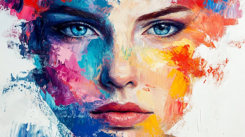 人脸色块拼接装饰画