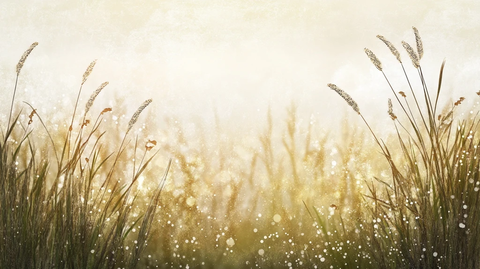 露水染白的草地