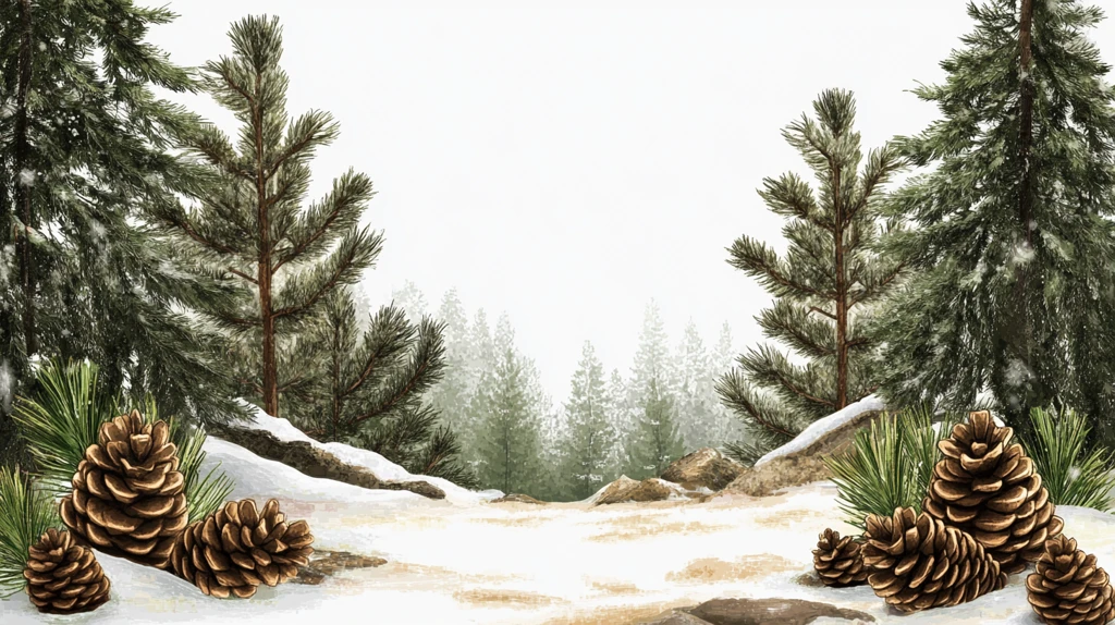 雪松雪景雪山插画