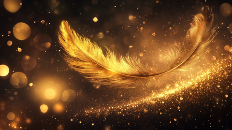 金色羽毛轻盈飘