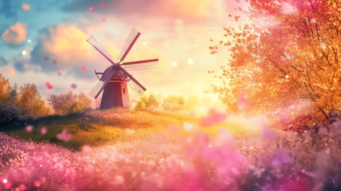 唯美梦幻花田场景