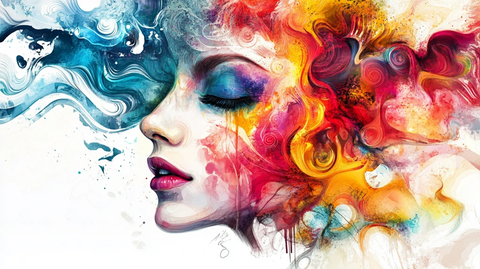 唯美抽象画水彩画女人