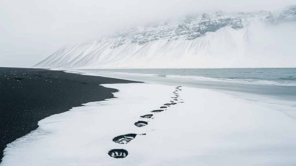 冰天雪地足印