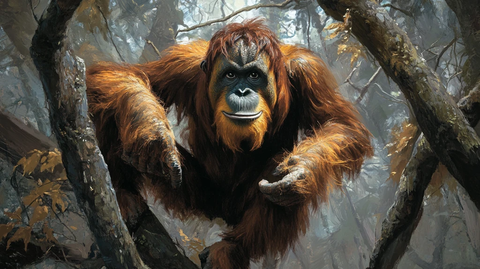 扛着木头的猩猩