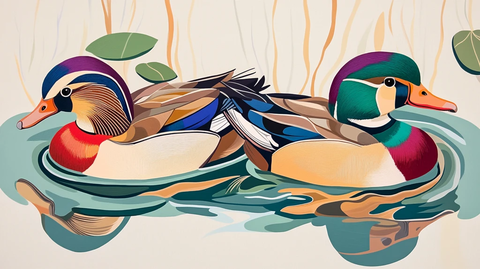 鸳鸯插图插画