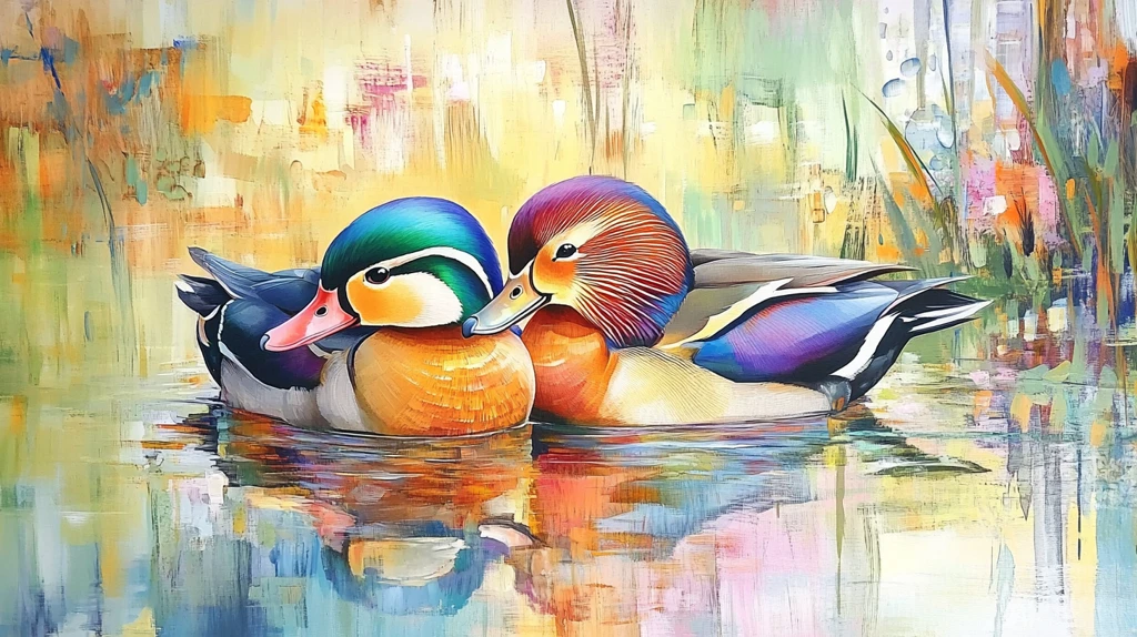 鸳鸯油画