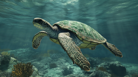 海龟悠游珊瑚礁