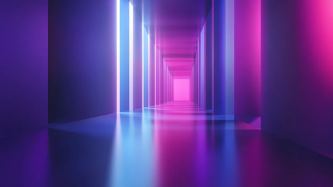 流光溢彩的霓虹灯走廊