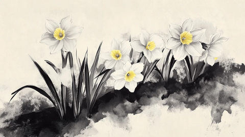 水仙花水墨