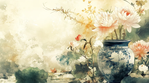 唯美古风水彩花卉