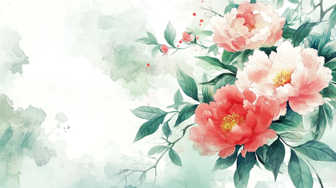 唯美风水彩牡丹