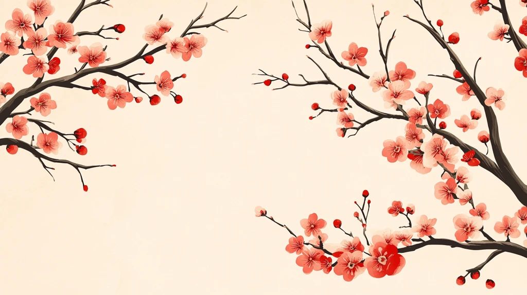 手绘梅花背景墙