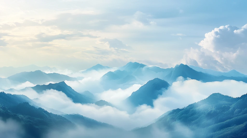 飘渺远山云雾风景画