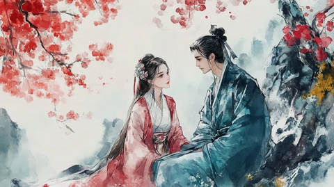 古风情侣插画