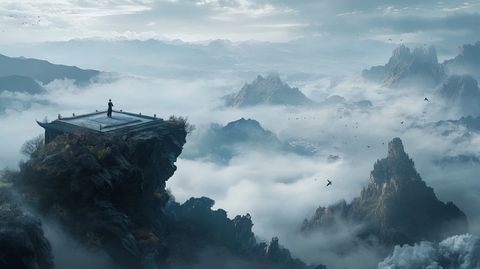 禅境意境宁静登高眺望