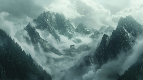 云雾缭绕仙山梦境