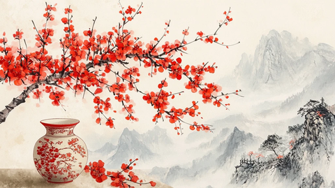 梅花大型高清壁画