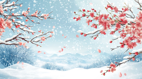 冰雪红梅插画