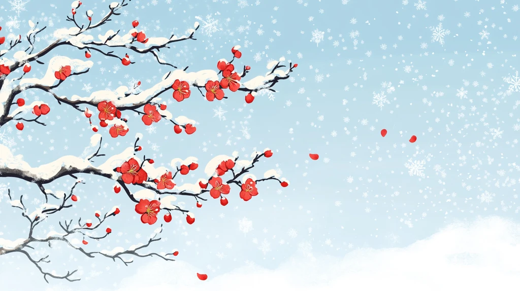 冰雪红梅插画