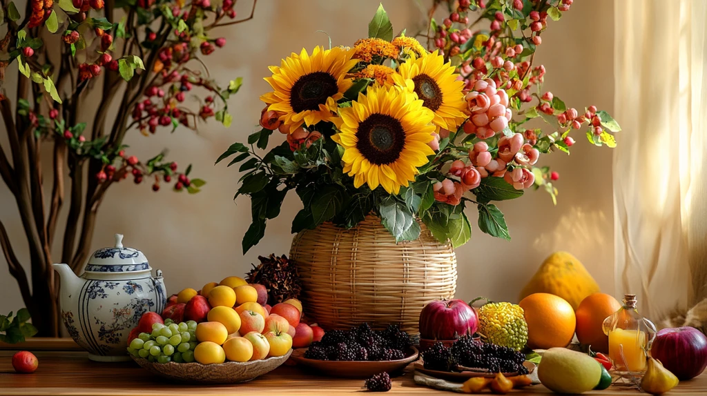 鲜花水果向日葵动物