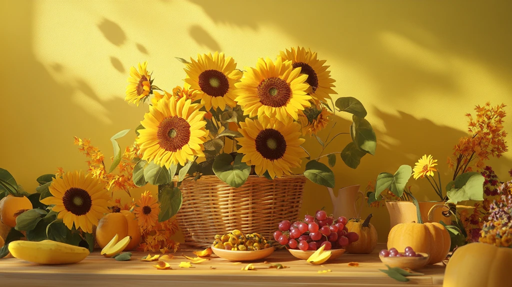 秋天鲜花盛开布景软装