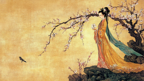 宫廷美女仕女图杏花