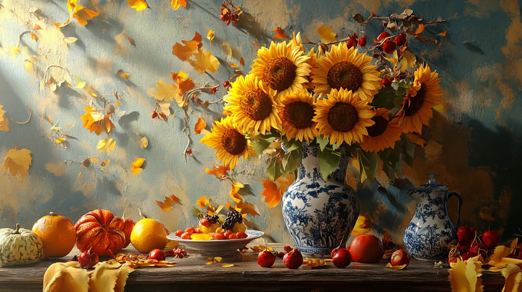 秋天鲜花盛开布景软装