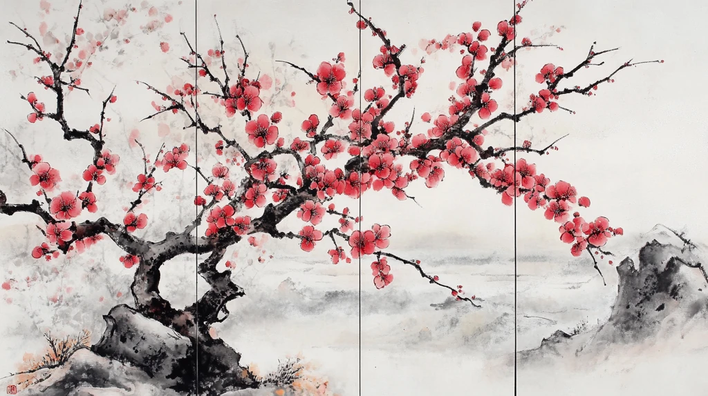 梅花大型高清壁画