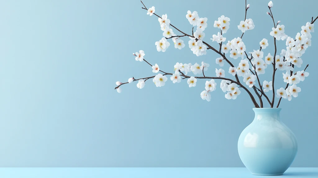 花瓶插着假梅花