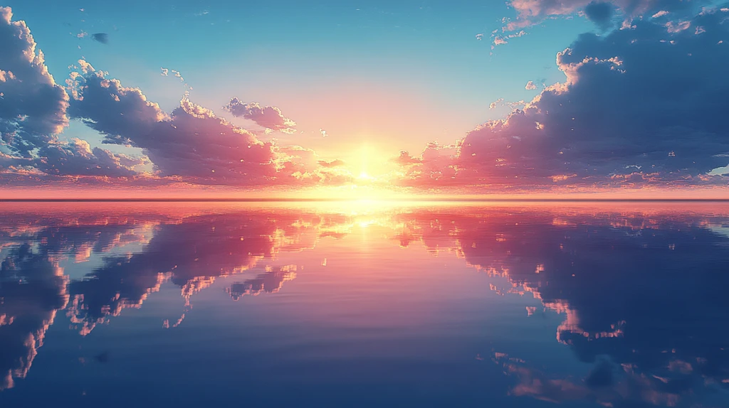 海面海平面倒影霞光